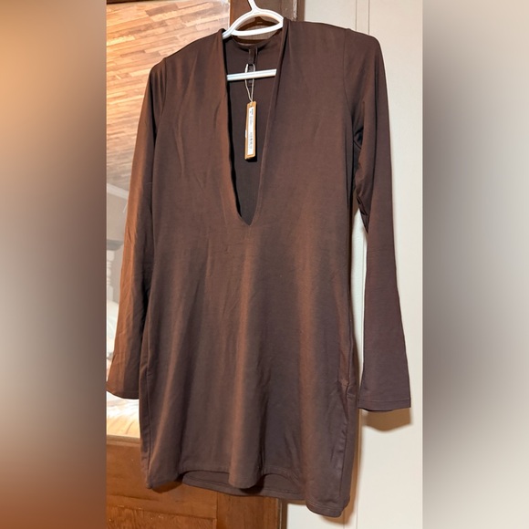 SKIMS NWT Smooth Layers Plunge Mini Dress - Picture 5 of 7